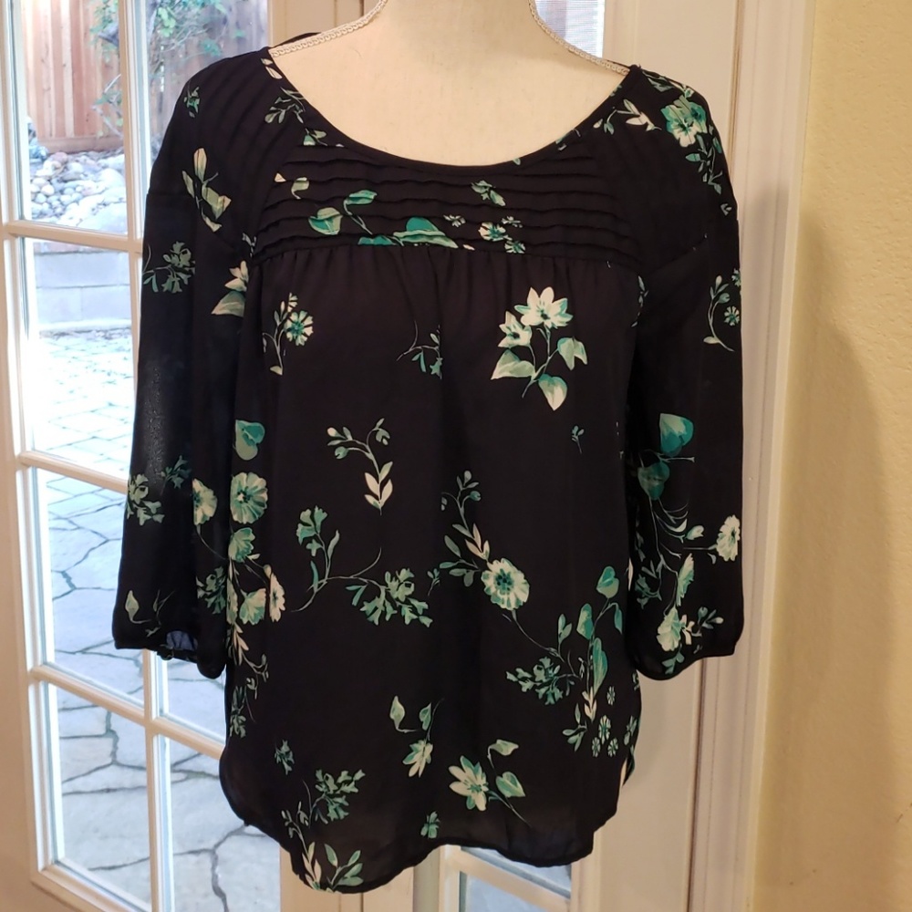 Lauren  Conrad  floral  tunic top Sz XS